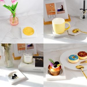 Portavelas Cuadrado de Mármol Blanco de Lujo, Decorativo, para Velas de Té, Moderno, para Decoración del Hogar - Product Image 4