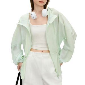 Custom Women <b>Lightweight</b> Hooded Windbreaker <b>Jacket</b> OEM Casual Outdoor Zip Up Cinched Waist Running Rain <b>jacket</b> for men Wholesale - Product Image 6