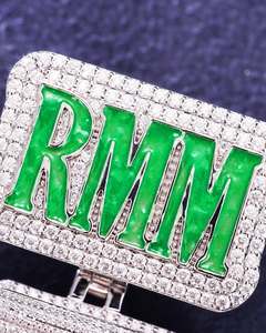 Collar con Colgante de Diamantes Moissanite VVS Sólidos en 3D, con Letras, de Plata de Ley 925, Estilo Hip Hop, de Lujo y Personalizado - Product Image 2