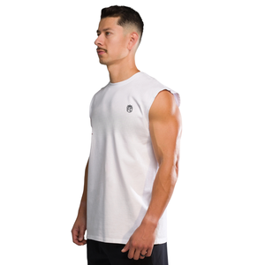 Débardeur blanc vintage à motifs pour homme, coupe oversize, sans manches, pour la gym, l'entraînement, la musculation, la remise en forme, vente en gros OEM en vrac - Product Image 2