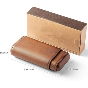 Estuche de puros de cuero premium con cortador integrado, estuche de transporte con cortador integrado y material de cuero genuino para mayor elegancia. - Product Image 3