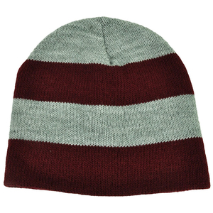 Striped Beanie Hat 100% Acrylic Unisex <b>Winter</b> <b>Cap</b> Adult Size 56-58CM Contrast Color Knitted Casual Style - Product Image 1
