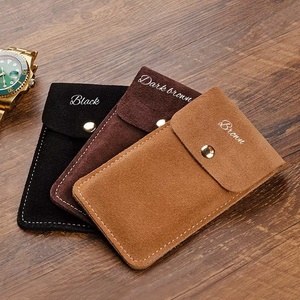 Etui de voyage en cuir véritable Etui de voyage pour montres de luxe Boîte de rangement pour montre-bracelet à double fente avec fermeture à glissière WR-0033 - Product Image 1