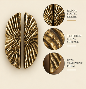 Poignée de porte cannelée radiale, finition or antique, poignée de meuble ovale texturée, quincaillerie de mobilier de caractère - Product Image 3