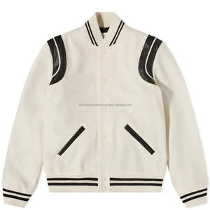 Veste Teddy classique à rayures sur les épaules, en cuir de haute qualité, en laine, veste universitaire personnalisée - Product Image 5