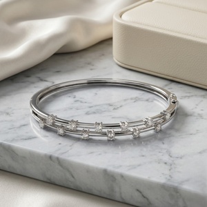 1.35CTW Round Set Double Row Diamond <b>Bangle</b> <b>Bracelet</b> - Product Image 3