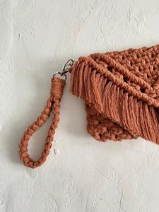 Handcrafted Macrame Fringe Beads and Silk Durable Foldable Clutch with Magnetic Closure <b>for</b> Women - Product Image 4