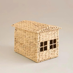 Panier de rangement en jacinthe d'eau tressé à la main, style bohème, décoratif, pour jouets, chambre d'enfant, chambre de bébé, Montessori - Product Image 1