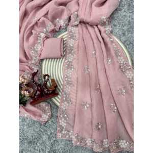 Sari de Diseño con Perlas para Fiestas, un Elegante Vestido de Trabajo - Product Image 6