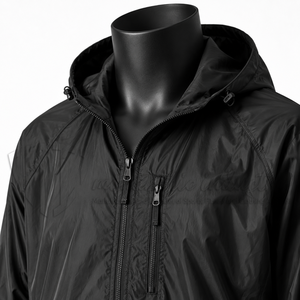 Ensemble de survêtement noir à capuche pour homme, imperméable, longueur intégrale, vêtements de sport décontractés avec poches latérales et fermeture à cordon - Product Image 6