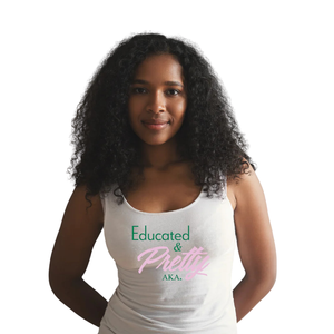 Educated & Pretty Women Tank <b>Top</b> Sleeveless Casual Cotton Summer Vest Graphic Shirt <b>White</b> Color Comfortable Everyday Wear - Product Image 6