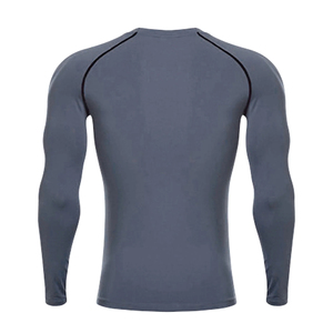 Chemise de sport pour homme à manches longues, respirante, anti-UV, avec logo personnalisé, grise, en polyester à séchage rapide - Product Image 2