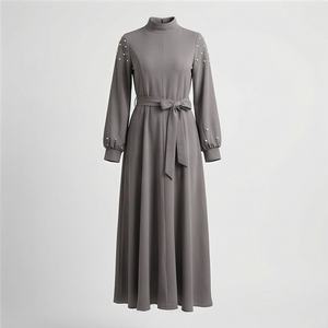 2025 OEM Kimono Abaya pour femmes musulmanes, en tissu polyester épais, doux et très extensible, col en V, manches longues, pour fêtes, Ramadan, mariages - Product Image 1