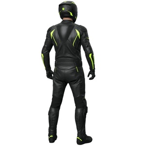 Traje de Motociclismo de Cuero Negro y Verde, de Una Pieza, con Protección, para Pista, Personalizado, OEM, Venta al Por Mayor - Product Image 3