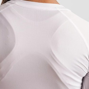 T-shirt sportif blanc à manches longues et col rond, coupe ajustée, respirant, en spandex et polyester, design uni pour homme - Product Image 6