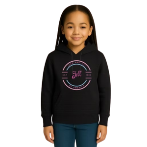 Sudadera con Capucha Negra para Niñas con Estampado Familiar, Sudadera Informal de Manga Larga, Prenda Cómoda para el Día a Día - Product Image 1