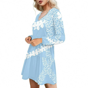 Vestido Largo Floral Puakenikeni de Talla Grande - Vestido Maxi Hawaiano Personalizado para Mujer, Impresión Bajo Demanda, Ropa de Resort - Product Image 5