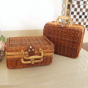 Wholesale Wicker Luggage Suit case Rattan Handmade Woven Small <b>Suitcase</b> Customization Accept - Product Image 1