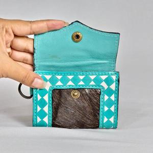 Bohemian Genuine Leather <b>Wristlet</b> With Geometric Pattern Buckle Closure Square Shape Portable All Seasons Daily Use - Product Image 3