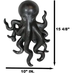 Escultura de Pulpo de Hierro Fundido con Acabado en Níquel Negro, Decoración para el Hogar con Temática Animal, Artesanía Metálica Artística, Decoración de Pared 3D - Product Image 2
