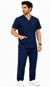 Nouveaux uniformes médicaux pour hommes, 2 pièces, style jogger, tissu extensible respirant, vêtements de travail pour médecins, vente en gros - Product Image 4