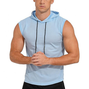 Performance <b>Sleeveless</b> <b>Hoodie</b> Men Fitness Workout Training Pullover Lightweight Breathable Sports Apparel Custom Logo OEM BASRA - Product Image 6