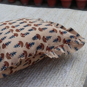 Housse de coussin bohème à volants, carrée, imprimée motif végétal, en coton biologique, faite à la main, taie d'oreiller décorative pour la maison - Product Image 2