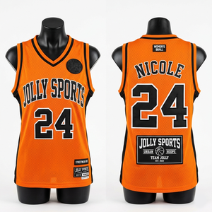 <b>Women</b> Basketball Jersey 150GSM Breathable Polyester <b>Mesh</b> Rib Neck Armhole Custom Heat Transfer Logo Basketball Jersey Breathable - Product Image 4