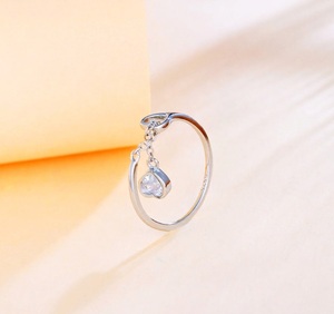 10K Solid Gold Lab Diamond <b>Ring</b> Fine Jewelry Heart Chain Drop S925 Silver Dangle Pendant Finger <b>Adjustable</b> <b>Ring</b> Valentine's Day - Product Image 3