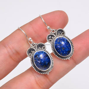 Boucle d'oreille pierre de naissance septembre en argent sterling 925, boucle d'oreille Lapis, cadeau d'anniversaire, bijoux faits à la main, boucle d'oreille cadeau délicat - Product Image 3