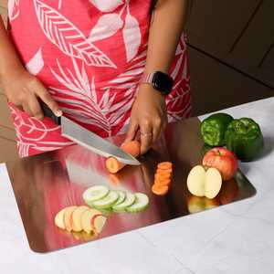 เขียงสแตนเลสทรงสี่เหลี่ยมผืนผ้า กันลื่น ทำความสะอาดง่าย ทนทาน ปลอดสารพิษ สำหรับหั่นอาหารในครัว - Product Image 5
