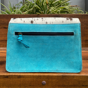 Nouvelle mode femmes Turquoise daim cuir botte point sacs à bandoulière pour femmes cheveux occidentaux sur peau de vache Laser sacs à main en relief - Product Image 5