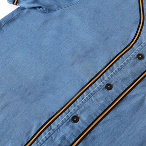Alpha Denim <b>Baseball</b> Jersey Men Custom Greek Letter Button Up Streetwear High Quality Vintage Blue Jean Sports <b>Baseball</b> Jersey - Product Image 4