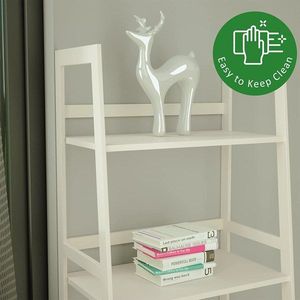 Libreria Moderna a 5 Ripiani in Bambù per Camera da Letto, Soggiorno, Ufficio - BC 238 Bianco - Product Image 4