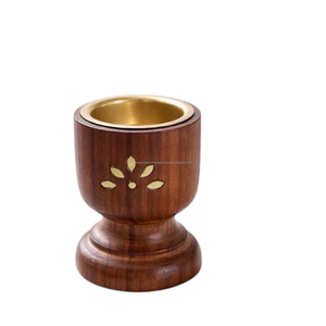 Luxury Wooden <b>Incense</b> Burner Handmade Brass Cup <b>Incense</b> Holder for Resin <b>Cone</b> Aromatherapy Temple and Home Use - Product Image 3