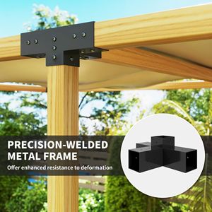 Kit Pergola in Metallo da 12 Pezzi per Gazebo da Giardino con Staffe Angolari a 3 e 4 Vie per Legname da 4x4 Pollici (Misura Reale 3,6x3,6 Pollici) - Product Image 6