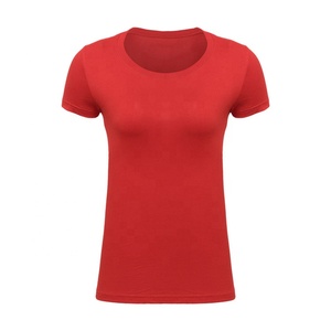 Camiseta de algodón peinado de secado rápido con cuello redondo, camisetas de manga corta de Color sólido, logotipo personalizable bordado, camiseta OEM en blanco para mujer - Product Image 4