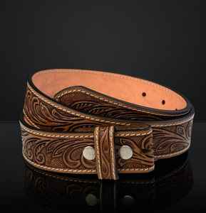 Cinturón de Cuero Grabado Floral Estilo Western Hecho a Mano con Impresión UV para Hombre y Mujer, 100% Piel Genuina de Vacuno de Grano Completo, Cierres a Presión, 1-1/2 Pulgadas de Ancho - Product Image 4