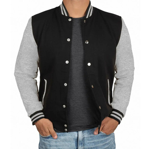 Custom High Street Unisex Basic Wool Baseball <b>Jacket</b> Letterman Stand Collar Outwear with Geometric Patchwork Design - Product Image 6