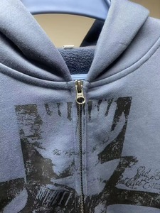 เสื้อฮู้ดซิปทรงบ็อกซี่ พิมพ์ลายสกรีนแบบวินเทจ คุณภาพสูง ผลิตตามสั่ง สำหรับผู้ชาย - Product Image 6