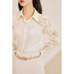 Chemise-Blouse Premium pour Femme Prête à l'Expédition avec Applique Florale 3D Manches Romantiques Bon Prix Fabricant Grossiste - Product Image 6
