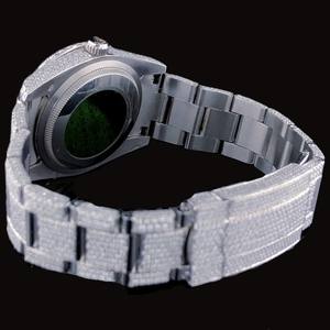 Montre de Luxe Blanche Entièrement Sertie de Diamants Moissanite Dorés pour Femme, Qualité Exceptionnelle, Prix Abordable, Magnifique et Unisexe - Product Image 3