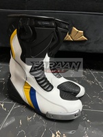 Bottes de moto pour hommes, bottes de course en PU, hauteur genou, été/hiver, protection, piste, vente en gros, logo personnalisé