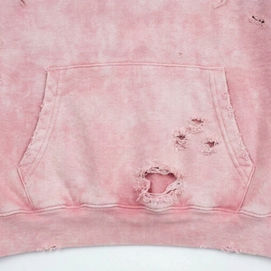 Sudadera con Capucha Corta Rosa Desgastada, Sudadera con Capucha Extra Grande Unisex, Corte Regular, Informal, Felpa Francesa, 100% Algodón, Ropa de Otoño - Product Image 5