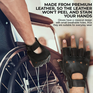 High Quality Sheep Grain Leather Wheel Chair Gloves Non-Slip Breathable Abrasion Heat Resistant Soft Comfortable Gym Sports - Product Image 6