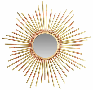 Rustic Black Spoon Petal Round <b>Wall</b> <b>Mirror</b> <b>Antique</b> Bronze Metal Sunburst Accent Floral Frame Entryway Living Room Vanity Decor - Product Image 4