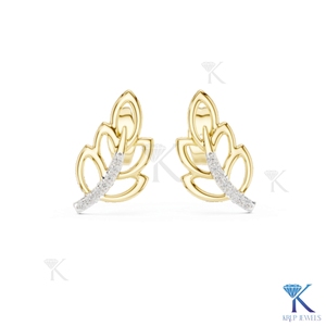 ต่างหูเพชร CVD แบบปลูกในห้องปฏิบัติการ รูปใบไม้ลายเถาวัลย์ ทองคำแท้ 14K ดีไซน์หรูหรา เรียบง่าย สำหรับผู้หญิง - Product Image 2
