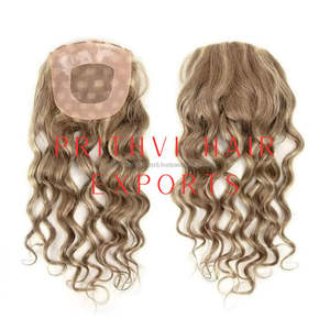 Silk-4X2 Remy Ash Blonde Gris Argent HD Dentelle Cheveux Humains Topper Extensions 4X2 4X3 4X4 4X5 4X6 Franges Produit - Product Image 2