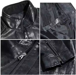 Chaqueta de cuero casual para hombre con cierre de cremallera |   Chaqueta de Cuero Estilo Urbano con Bolsillos |   Chaqueta Transpirable y Cómoda - Product Image 2