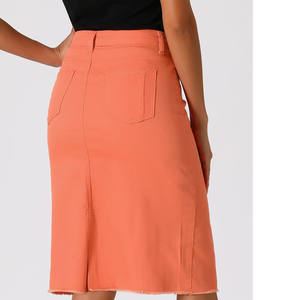 Falda vaquera de cintura alta para mujer, lavado claro, estilo casual de verano, con parte delantera de falda y trasera de jeans, corte recto, para venta en línea - Product Image 5